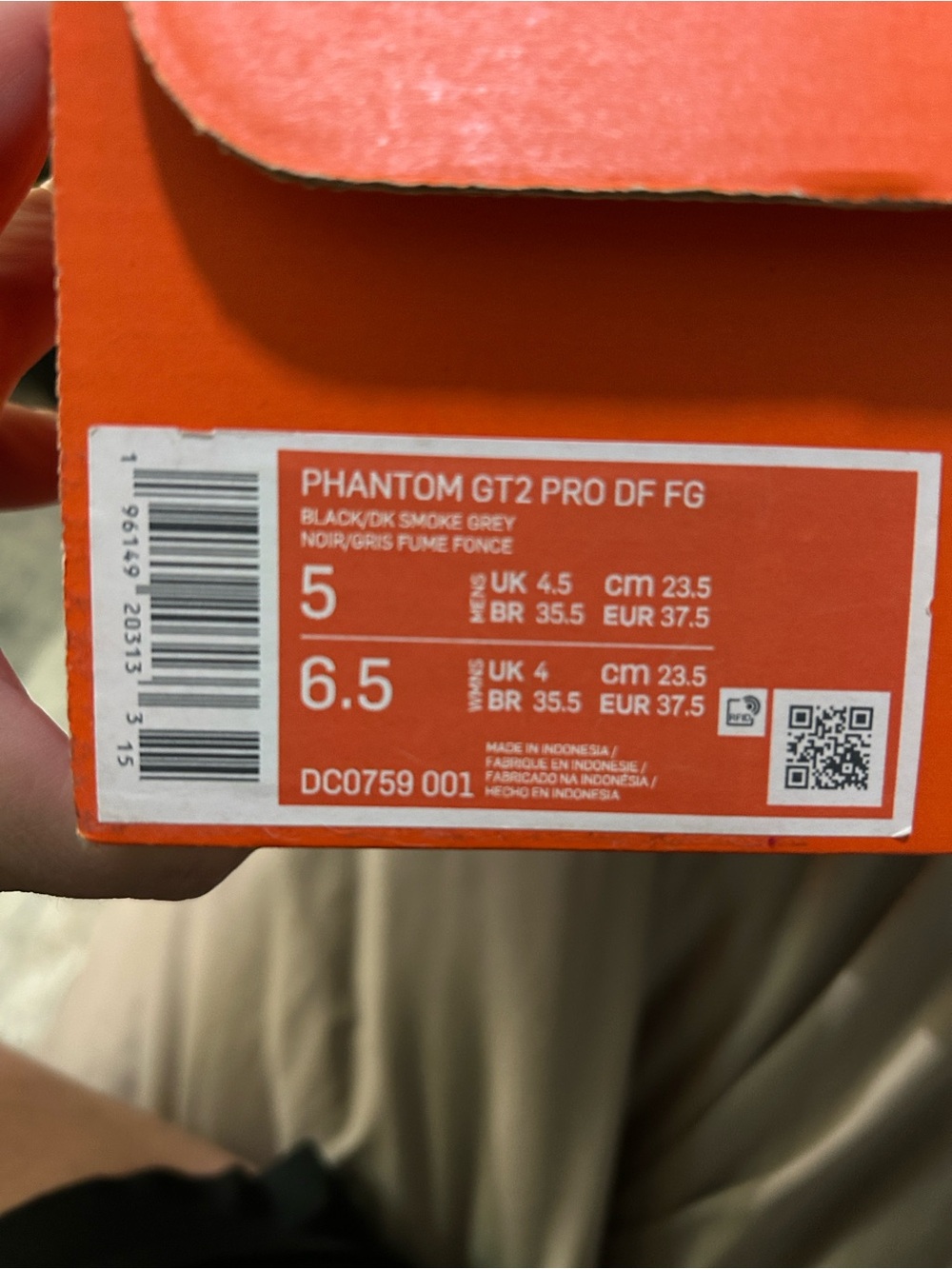 Nike Phantom GT2 Pro DF FG Kids Soccer Shoes - Black / Dark Smoke Grey